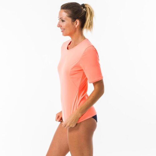 CAMISETA PROTECCIÓN SOLAR SURF UPF50+ MUJER OLAIAN CORAL FLUORESCENTE - Imagen 3