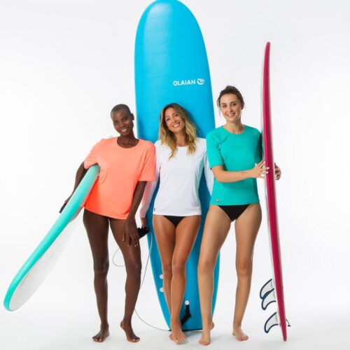 CAMISETA PROTECCIÓN SOLAR SURF UPF50+ MUJER OLAIAN CORAL FLUORESCENTE - Imagen 9