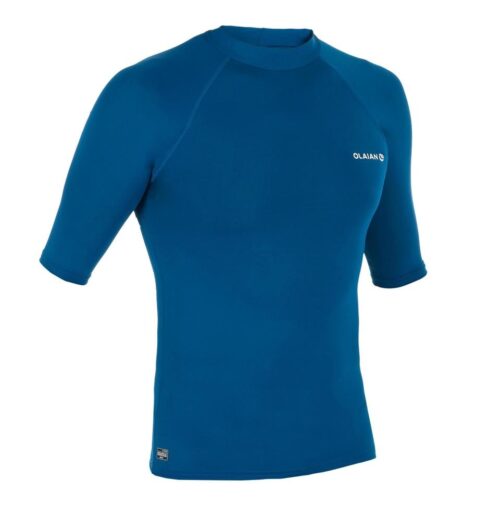CAMISETA PROTECCIÓN SOLAR UPF50+ SURF HOMBRE TOP100 OLAIAN MANGA CORTA AZUL DE PRUSIA