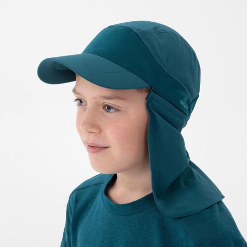 GORRA ANTI UV DE SENDERISMO NIÑOS QUECHUA MH500 UPF 50+ AZUL PETRÓLEO ÚNICA - Imagen 2