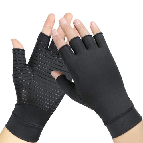 GUANTES DE COMPRESIÓN CON COBRE SUMAQ TERAPÉUTICO – ALIVIA ARTRITIS - CORTO NEGRO