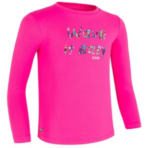 CAMISETA PROTECCIÓN SOLAR SURF UFP50+ NIÑOS OLAIAN ESTAMPADO ML PÚRPURA