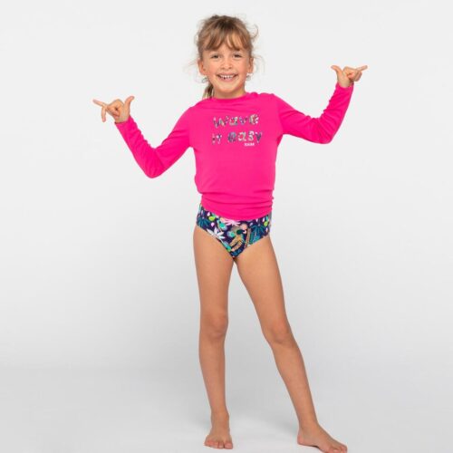 CAMISETA PROTECCIÓN SOLAR SURF UFP50+ NIÑOS OLAIAN ESTAMPADO ML PÚRPURA - Imagen 2