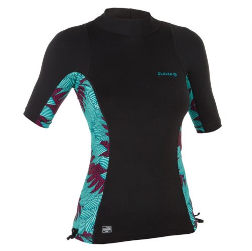 CAMISETA PROTECCIÓN SOLAR UV UPF 50+ MANGA CORTA OLAIAN MUJER TOP 500 NEGRO VERDE - Imagen 7