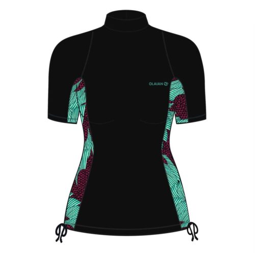 CAMISETA PROTECCIÓN SOLAR UV UPF 50+ MANGA CORTA OLAIAN MUJER TOP 500 NEGRO VERDE - Imagen 6
