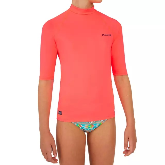 CAMISETA PROTECCIÓN SOLAR UPF50+ SURF NIÑOS OLAIAN ROSA - Imagen 2