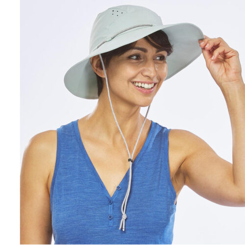 SOMBRERO DE TREKKING ANTI-UV UPF40+ FORCLAZ MUJER MT500 VERDE PÁLIDO - Imagen 2