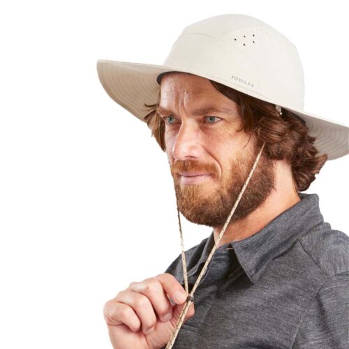 SOMBRERO DE TREKKING ANTI-UV UPF40+ FORCLAZ HOMBRE MT500 BEIGE - Imagen 2