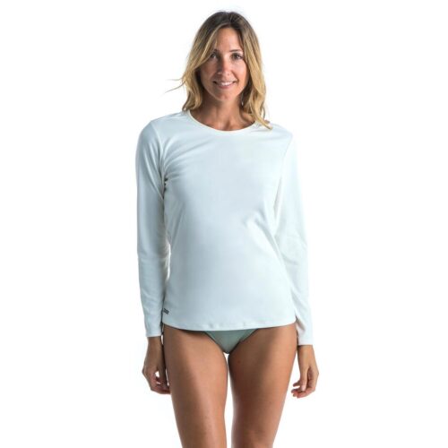 CAMISETA PROTECCIÓN SOLAR UPF50+ SURF MUJER MANGA LARGA OLAIAN BLANCO